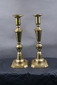 Pair of English brass candlesticks 21cm on squared stand ...