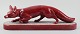 L'Art presents: Paul Milet for Sevres, France. Large Art Deco fox in glazed ceramics. Beautiful red glaze.