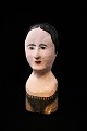 Original, antique French wig head (Millenerey head) from the 19th century in 
painted papier-mâché...