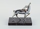 Michel Decoux, (1837-1924) Belgian sculptor, Art Deco sculpture of roaring stag 
in silver patinated bronze on black marble base.