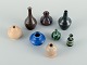 Swedish studio potters, eight miniature vases.
Late 1900s.