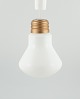 Light bulb-shaped ceiling lamp in frosted glass and metal.
Ingo Maurer style.