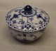 657-1 Covered small sugar bowl 7.5 x 9.5 cm Blue Fluted Danish Porcelain half 
lace