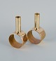 Swedish design. A pair of modernist brass candlesticks.