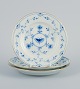 Bing & Grøndahl, three Butterfly porcelain plates with gold rim.