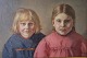 Klosterkælderen 
presents: 
Helga 
Ancher: 
Painting Oil on 
Canvas. Two 
girls in blue 
and red 
dresses. ca 47 
x 65 ...