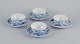 Royal Copenhagen, Blue Fluted half lace, four pairs of teacups.
Model 081.