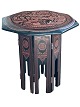 Small octagonal Burmese Chai Table (Myanmar). 
Lacquer work. The table's frame is foldable and 
the top can be removed. City life scenes from 
Burma.