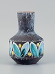 Bromma Ceramics, Sweden. Handmade retro ceramic vase decorated with leaves.