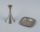 Just Andersen, Denmark. Candlestick and small pewter bowl.