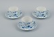 Bing & Grondahl, Denmark, Blue Fluted plain, three pairs of coffee cups.