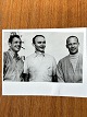 NASA: Small original black and white photograph of 
the three Apollo 11 astronauts Neil Armstrong, 
Mike Collins and Edwin Aldrin, gelatin silver, 
July 1969 with the Apollo V rocket in the 
background