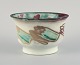 European studio ceramicist. Unique ceramic bowl in raku-fired