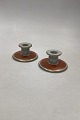 Pair of Lyngby Porcelain Denmark Candlesticks in Red Cracle Glaze No 3024