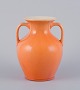 Rörstrand, Sweden, earthenware vase with handles in uranium yellow glaze.