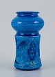 Aldo Londi for Bitossi, Italy, ceramic vase in azure blue glaze.