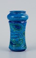 Aldo Londi for Bitossi, Italy, ceramic vase in azure blue glaze.