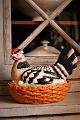 Antique 1800s egg bowl in bisquit with a hen on the lid...