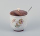 Bing & Grøndahl, jam jar in crackle porcelain with matching wooden lid and a 
Georg Jensen jam spoon.