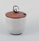 Bing & Grøndahl, marmalade jar in crackle porcelain with wooden lid by Hugo 
Grün, flower knob in 830 silver.