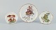 Bing & Grøndahl and others.
Three hand-painted dishes depicting mushrooms, bird