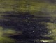 Maurice Rey (1930), spansk/fransk kunstner, olie på lærred. Abstrakt 
komposition. Stilrent maleri i grønne og sorte toner.