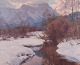 Robert Franz Curry (1872-1945), listed American artist, oil on canvas.
Winter landscape with mountains in the background.