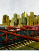 Ayline Olukman, French artist, born 1981 "The Bridge, NYC", mixed media.
New York skyline.