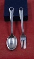 Hans Hansen Danish children's cutlery of sterling 
silver. 2 pieces child's cutlery with heart