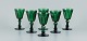 Val St. Lambert, Belgium, a set of six "Lalaing" white wine glasses in green 
crystal glass.