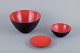 Hermann Krenchel, three Krenit metal bowls with orange enamel.