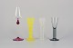 Margareta Hennix for Reijmyre, Sweden. A set of three schnapps glasses and a 
tall and slender liqueur glass. Handmade and mouth-blown art glass in different 
colors.