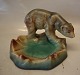 Michael Andersen 348 - Brown Greenish Polar bear on tray  16 x 23 cm Bornholm 
Pottery
