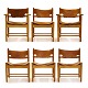Aabenraa Antikvitetshandel presents: Set of 6 Børge Mogensen 3237 & 3238 chairs. Nice condition, oak and leather