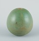 Preben Brandt Larsen, Danish ceramist. Unique ceramic vase with green-toned 
glaze. Egg-shaped.