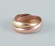 Cartier “Trinity” ring af 18 karat guld, hvid- og rosa guld.