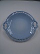 B&G Danish porcelain with hollow edge in light 
blue glaze. Round cake dish with handles 25.5cm
