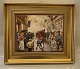 Klosterkælderen presents: B&G Porcelain painting in golden frame ca 34 x 39.5 cm Paul Fisher (1860-1934) Fire ...
