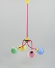 Murano, Italy. "Tutti Frutti" chandelier in colored metal, with mouth-blown 
polychrome glass shades.