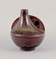 Europæisk studiokeramiker. Unika keramikvase med spættet glasur i brune toner.