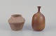 European studio ceramicist. Two unique ceramic vases. Glaze in sandy tones.