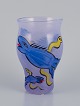 Ulrica Hydman Vallien for Kosta Boda, Sweden. Art glass vase hand-painted with 
fantasy animals.