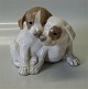 Royal Copenhagen figurine 0260-1453 Pair of Pointer puppies Brown version Orange