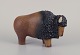 EGO Lidköping, Stoneware, Sweden. Ceramic sculpture of a bison. Aubergine and 
black glaze.