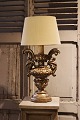 Old French table lamp in carved wood with silver coating on the front and with a 
very fine patina...