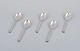 Georg Jensen Pyramid, five dessert spoons in sterling silver.