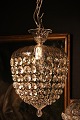 Old prism chandelier (bag prism) with glass shade and lots of clear diamond cut 
glass prisms...