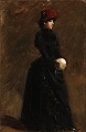Dansk Kunstgalleri presents: "Elegant woman with red hat, Roma 1880" Beautiful oil painting in good condition ...