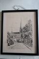 Marie Kirke, Jomfrustien, Sønderborg, Denmark
Signed: Chr. Tom-Petersen (1899-1992)
Chr. Tom-Petersen was a well knowm painter and drawer and also very well 
educated in both painting and architecture.
Framed
In a good condition