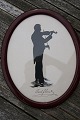 Silhouette felt-tip drawing of violinist Carl Flesch in oval mahogany frame